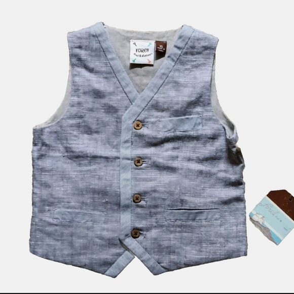 NWT Fore!! Axel & Hudson linen vest Size XS. Colors blue & light tan - Picture 1 of 10